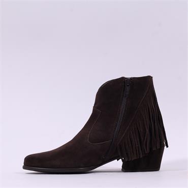 Wonders Fei Fringe Cowboy Ankle Boot - Brown Suede